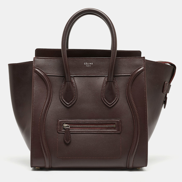 Celine | Bags | Celine Dark Burgundy Leather Mini Luggage Tote | Poshmark